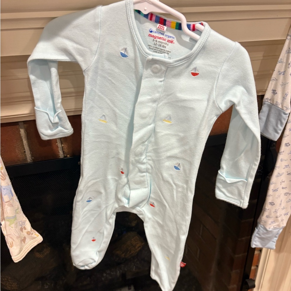 Magnetic Me Pastel Blue Footie with Sailboat Accents